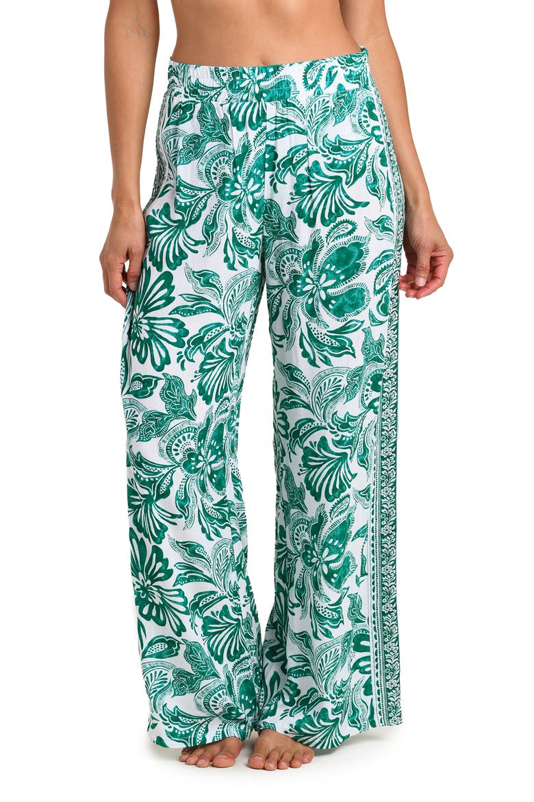 Botanical Brocade Wide Leg Cover-Up Pants, Main, color, JUNGLE