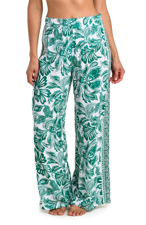 Botanical Brocade Wide Leg Cover-Up Pants