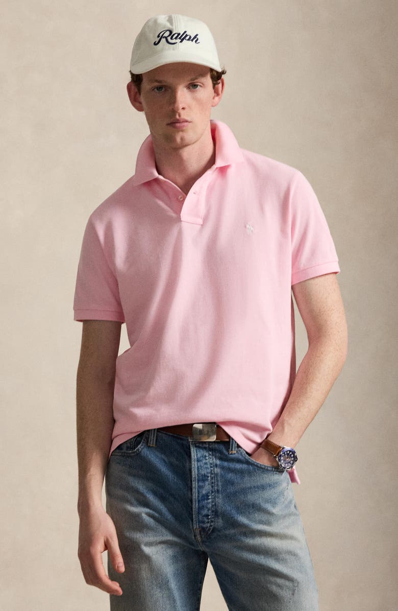 Polo Ralph Lauren The Iconic Solid Cotton Piqué Polo, Alternate, color, Bath Pink
