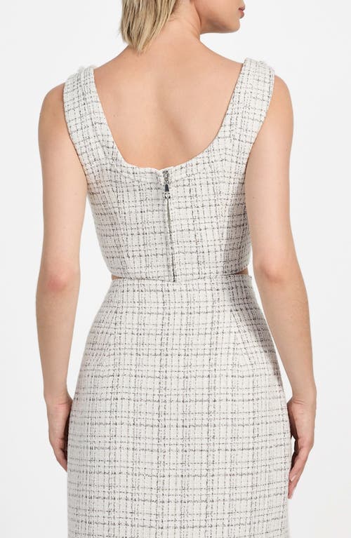 Guess Annamaria Metallic Tweed Crop Top In Gray