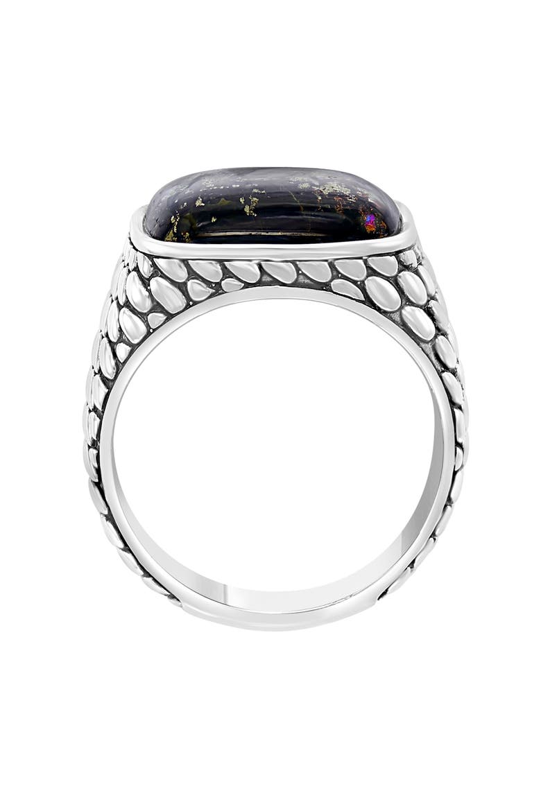 Men's Apache Signet Ring, Alternate, color, BLACK/ SILVER