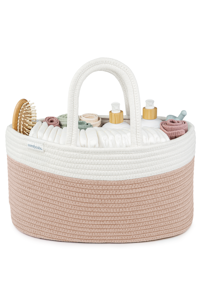 Rope Diaper Caddy, Main, color, Blush