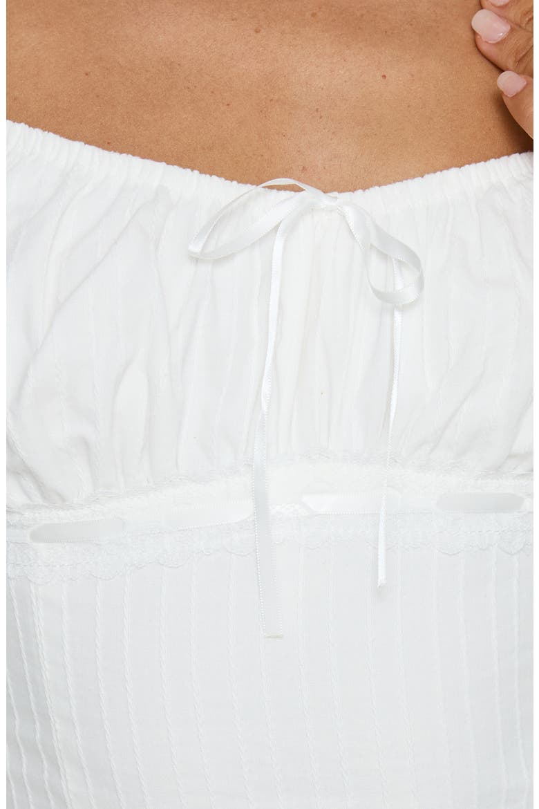 Garconne Textured Lace Trim Cotton Top, Alternate, color, WHITE