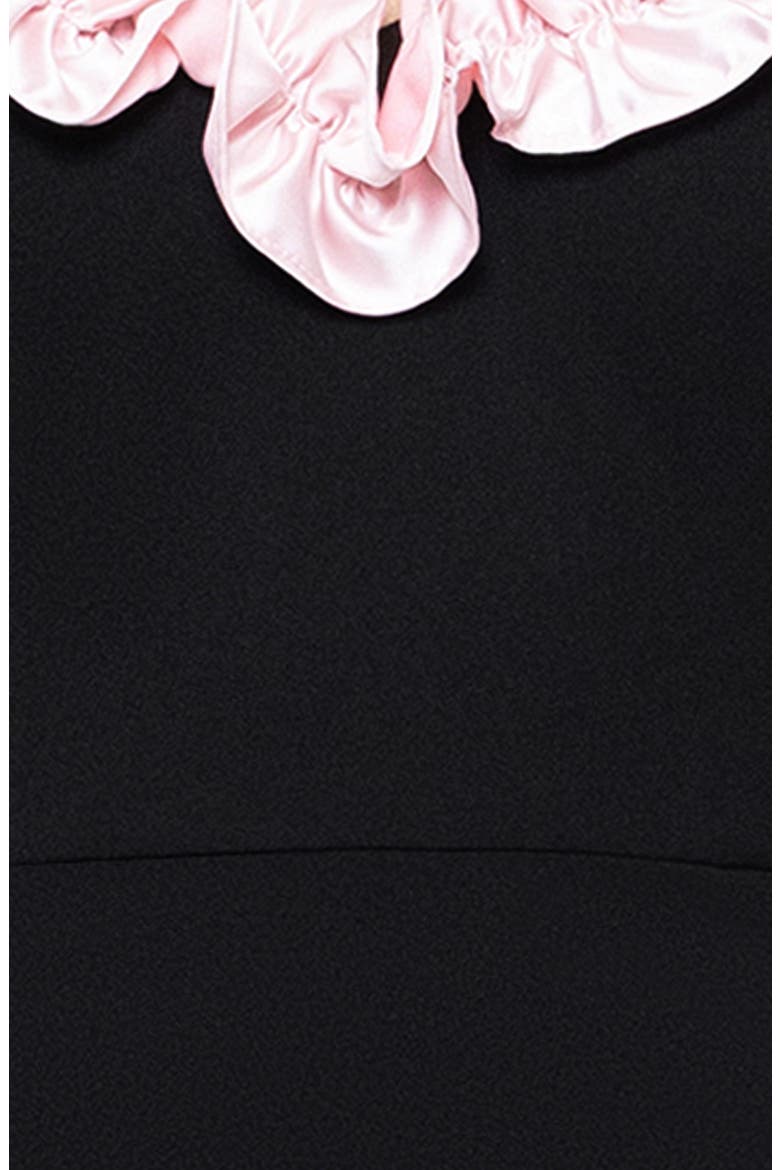 Off the Shoulder Scuba Crepe Gown, Alternate, color, BLACK/ PINK