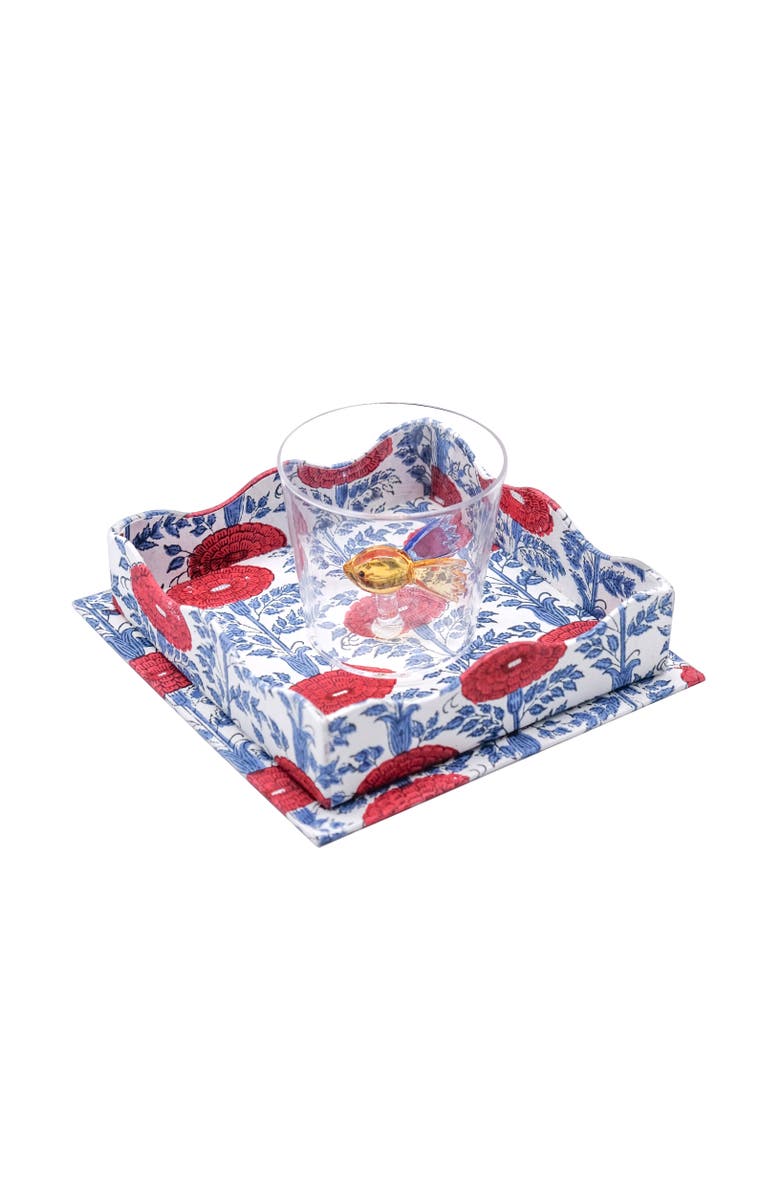 Inner Child Trinket Cocktail Napkin Tray in Araminta Blockprint, Main, color, Natural