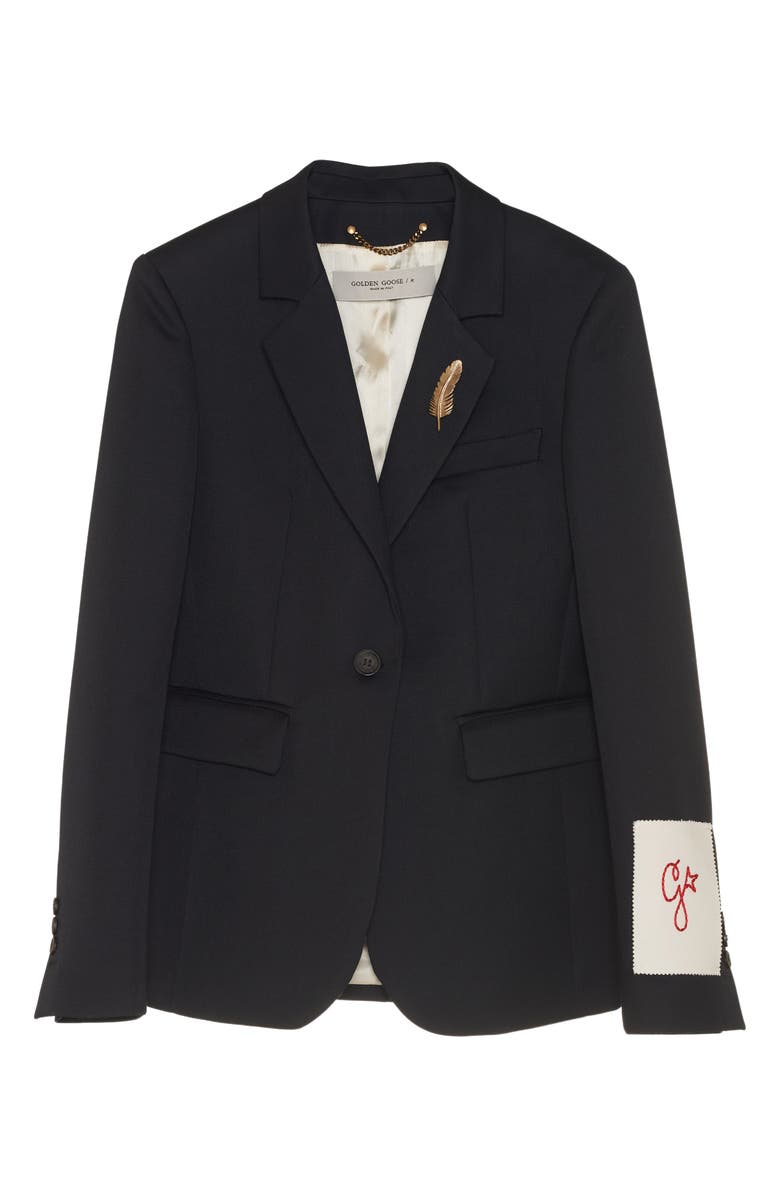 Golden Goose One-Button Gabardine Blazer, Alternate, color, Dark Blue