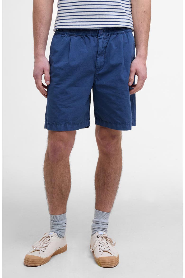 Rickfell Pleated Cotton Ripstop Shorts, Main, color, DARK DENIM