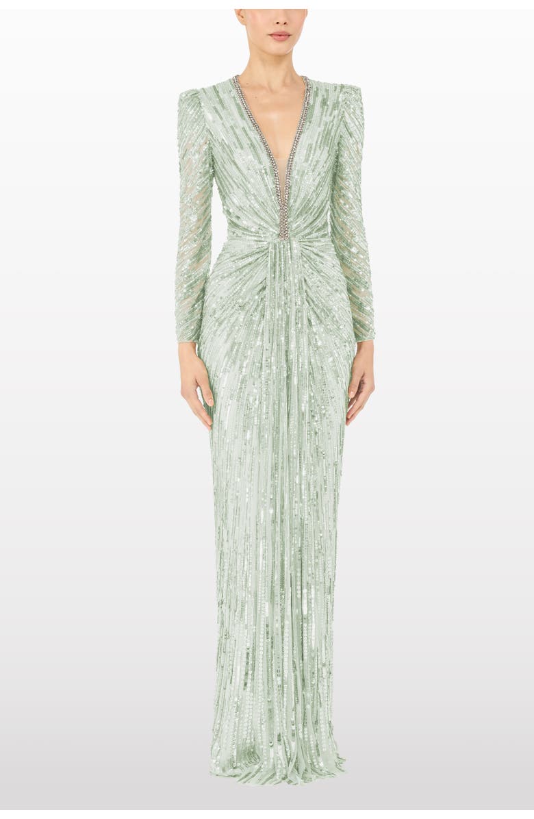 Jenny Packham Darcy Sequin-Embellished Dress, Alternate, color, Eau Du Nil
