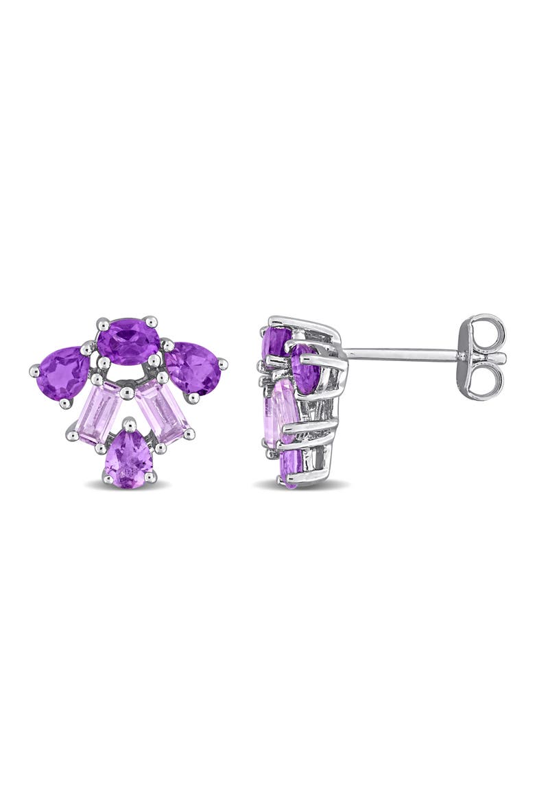 Sterling Silver Amethyst Stud Earrings, Main, color, PURPLE