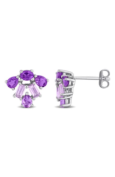 Sterling Silver Amethyst Stud Earrings