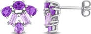 DELMAR Sterling Silver Amethyst Stud Earrings