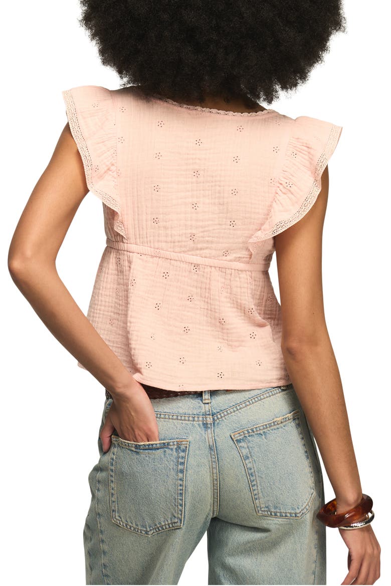 Lace & Eyelet Crop Top, Alternate, color, CORAL