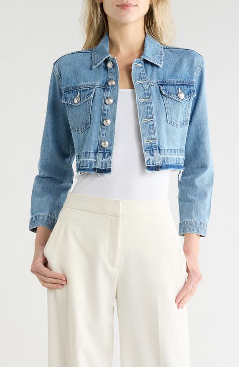 Genevie Raw Hem Crop Denim Jacket
