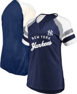 PROFILE Women's Profile  Navy New York Yankees Arched Notch Neck T-Shirt
