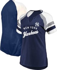 PROFILE Women's Profile Navy New York Yankees Arched Notch Neck T-Shirt