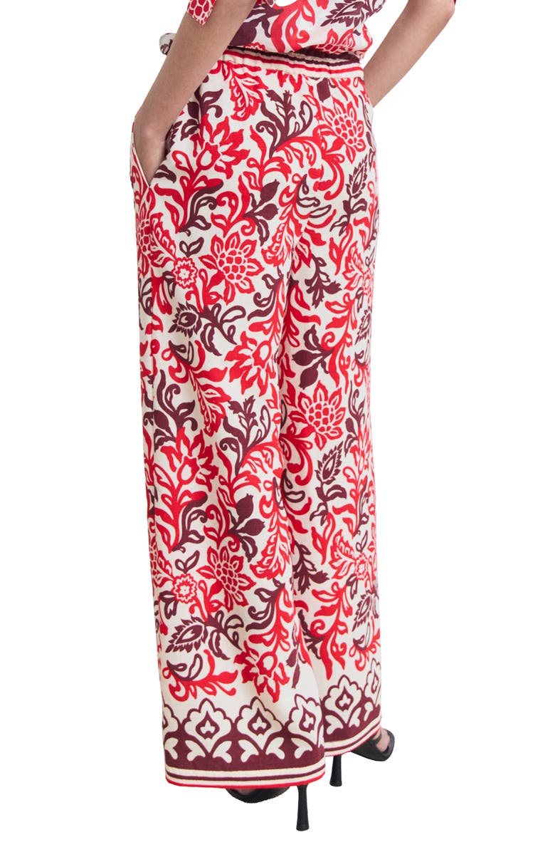 MANGO Mixed Print Drawstring Pants, Alternate, color, Off White