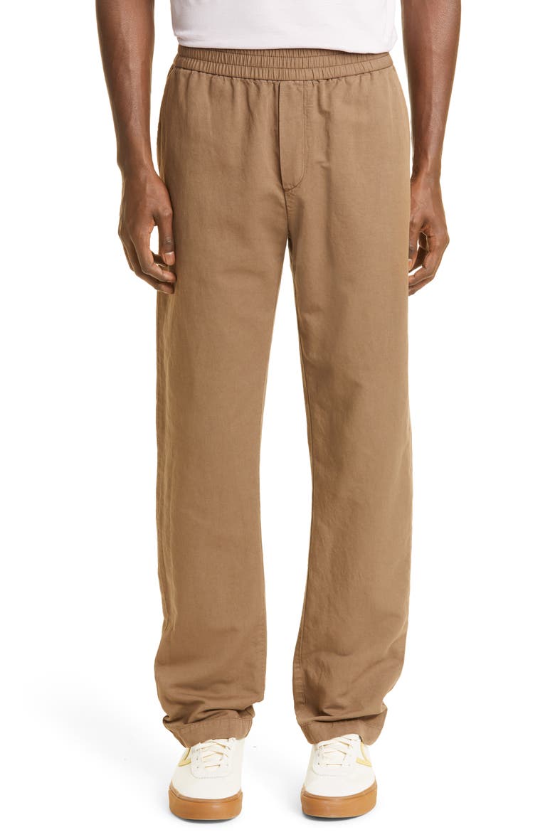 Drawstring Cotton & Linen Pants, Main, color, DARK TAN