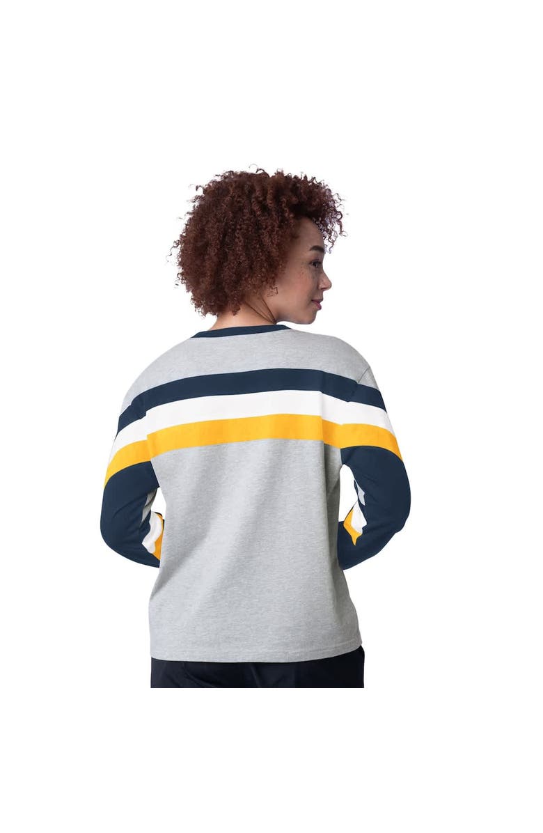 STARTER Women's Starter Heather Gray Milwaukee Brewers Triple A Fashion Color Block Long Sleeve Top, Alternate, color, 