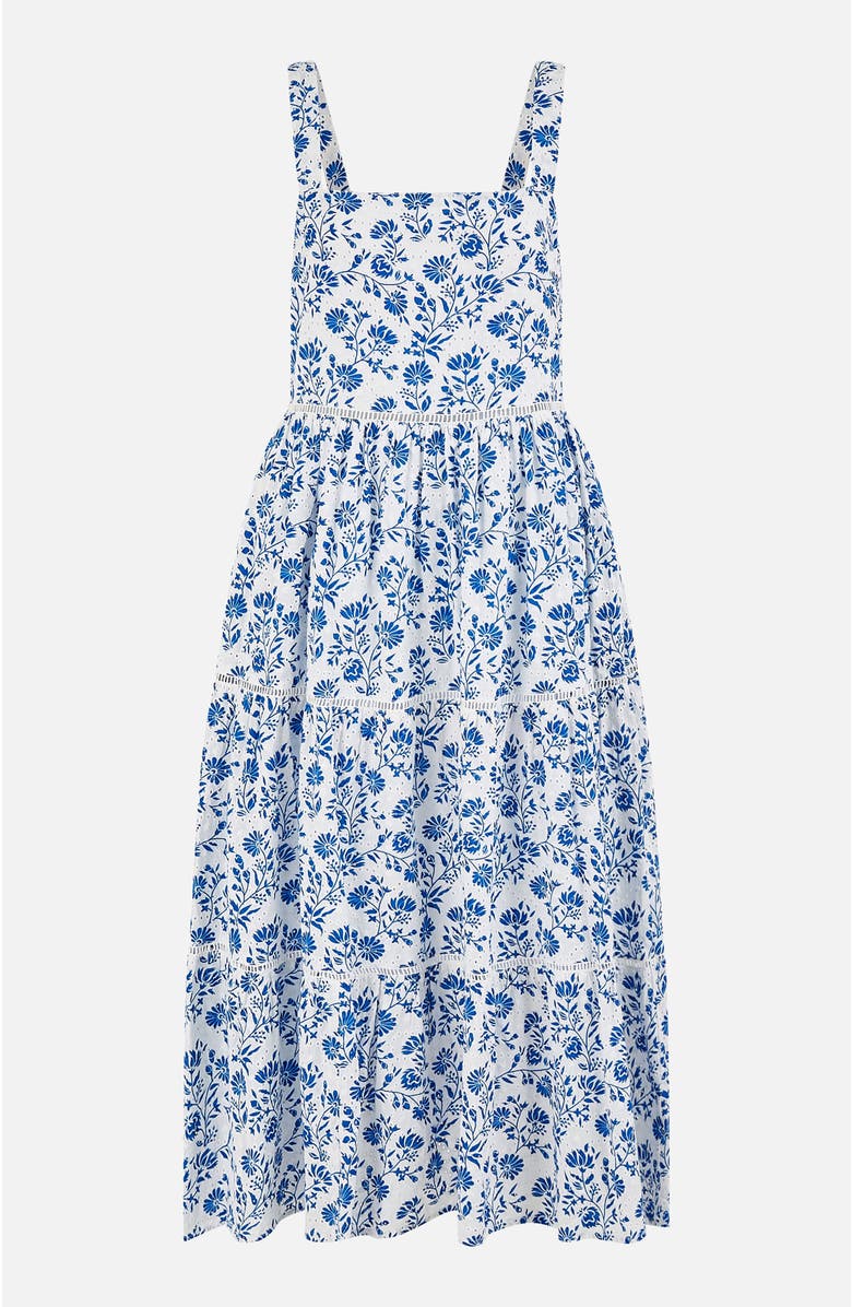 Yumi Floral Broderie Anglaise Midi Sun Dress, Alternate, color, Blue