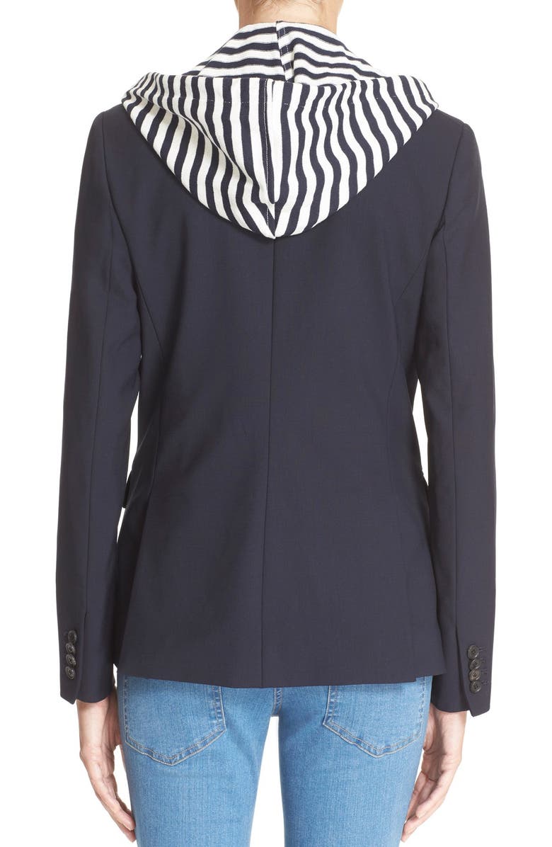 Veronica Beard 'Classic' Jacket with Removable Stripe Hooded Dickey, Alternate, color, 