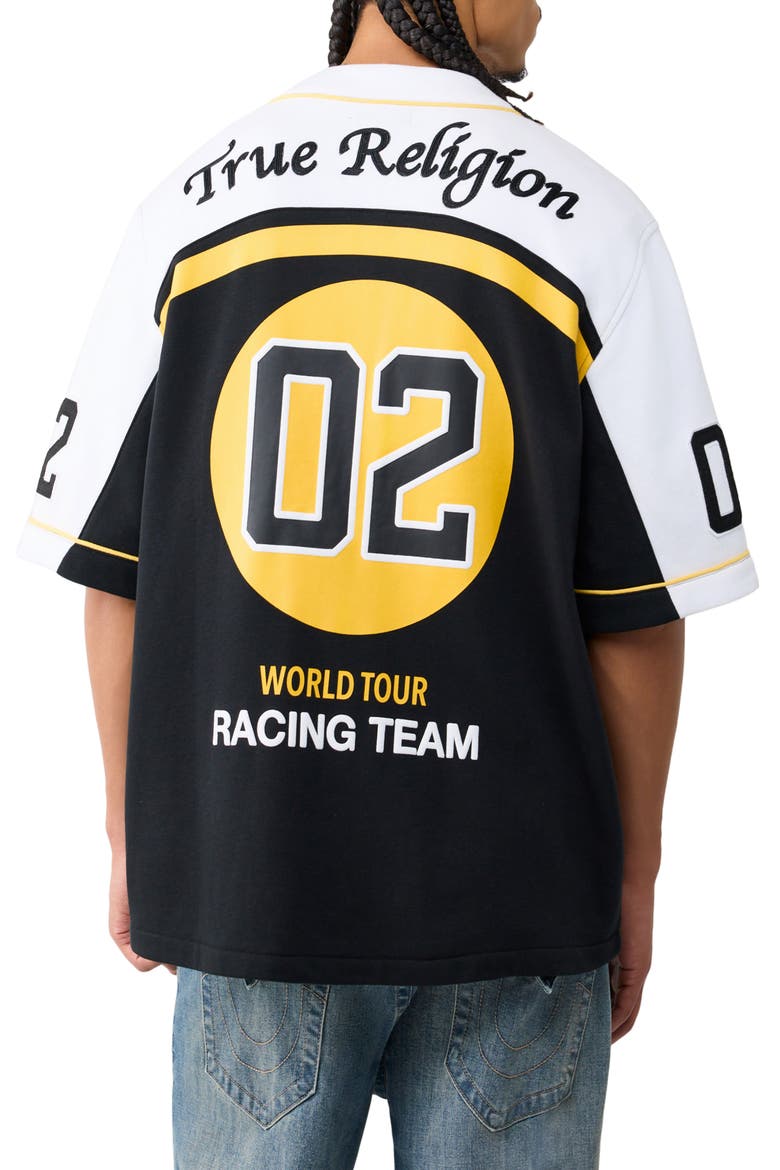 Oversize Cotton Baseball Jersey, Alternate, color, WINTER WHITE / BLACK