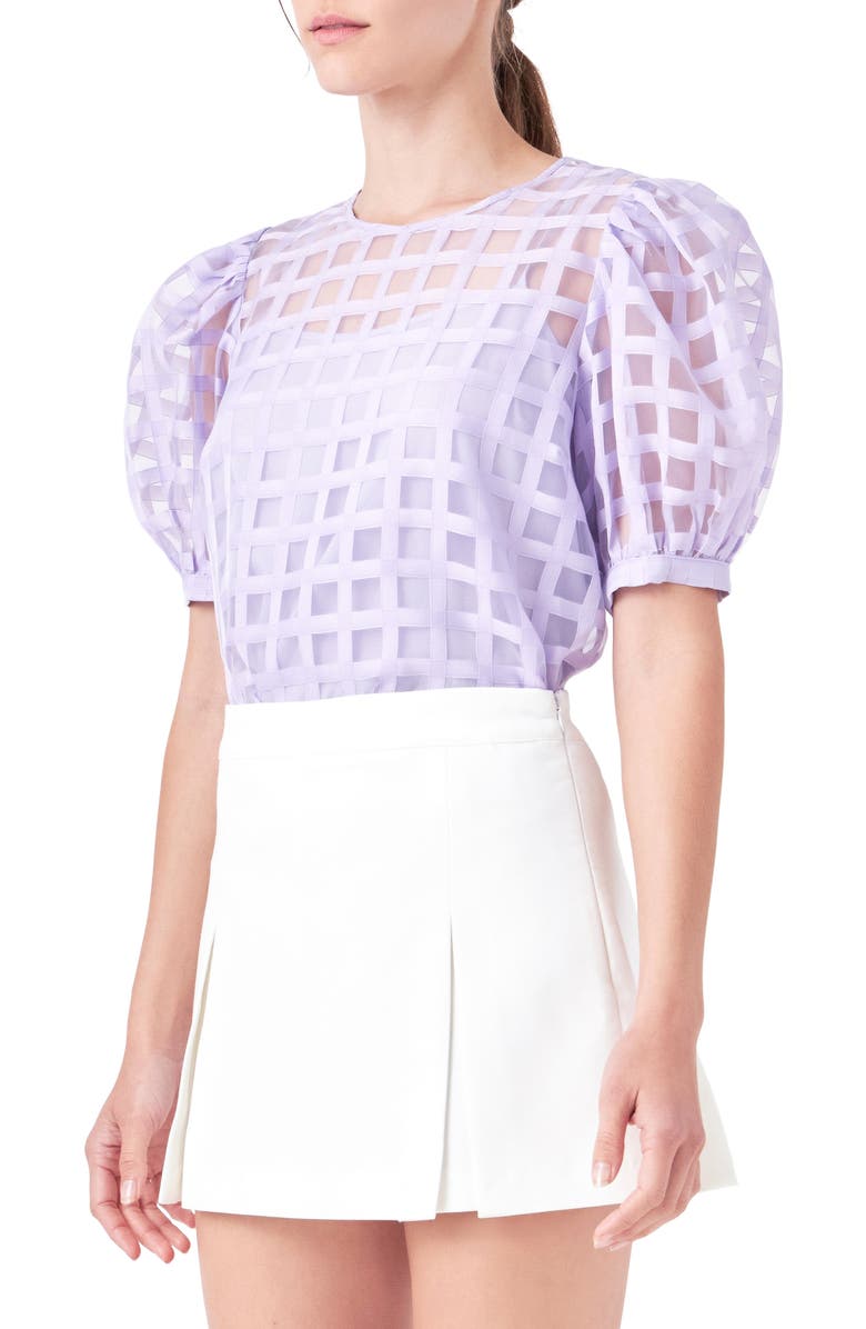 English Factory Windowpane Sheer Top, Alternate, color, Lilac