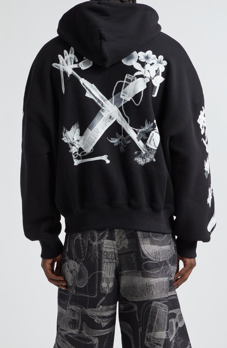 Off-White Scan Arrow Cotton Graphic Hoodie, Alternate, color, 
