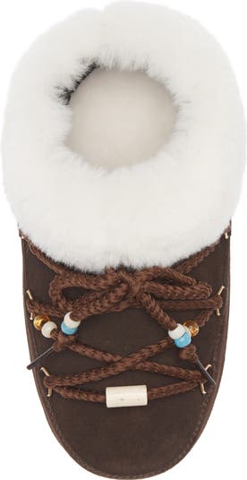 Beaded Genuine Shearling Mule