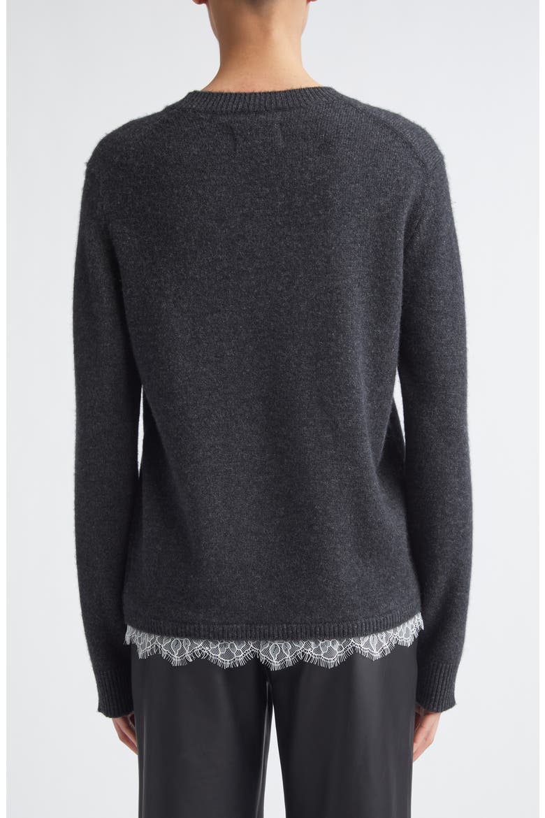 Arvo Lace Trim Cashmere Sweater, Alternate, color, CHARCOAL/ IVORY