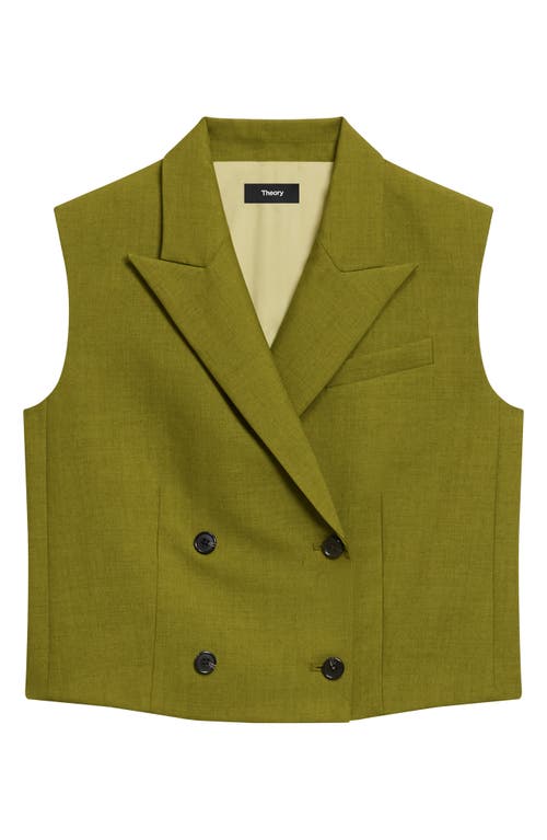 Theory Double-breasted Vest In City Twill In Green