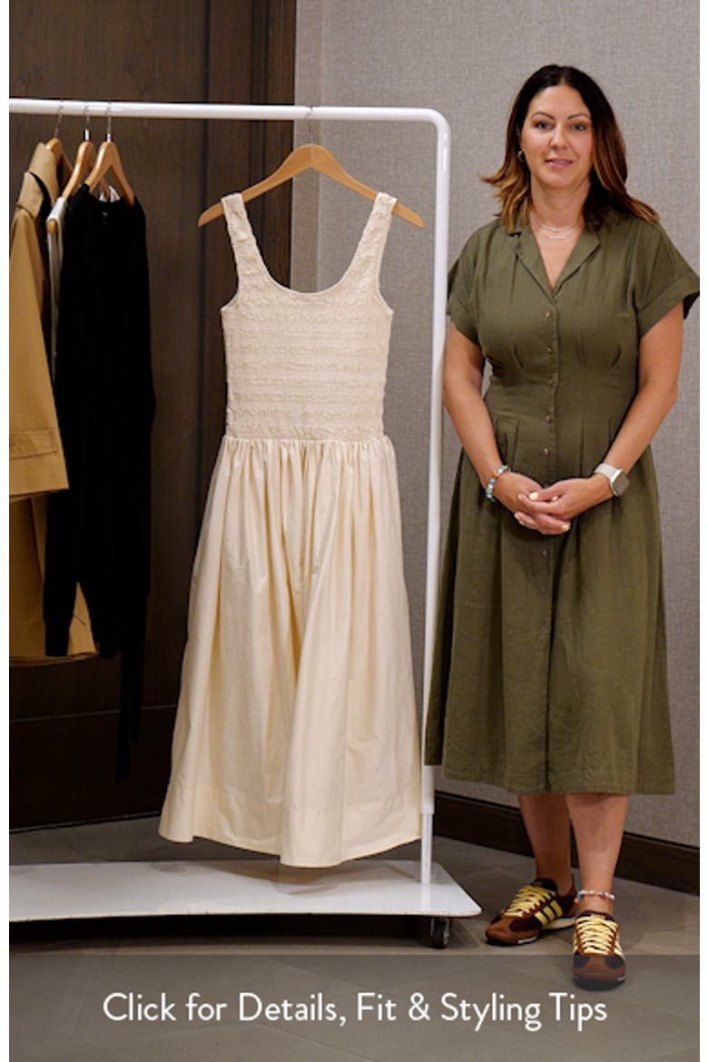 Alessia Smocked Drop-Waist Stretch Cotton Midi Dress video