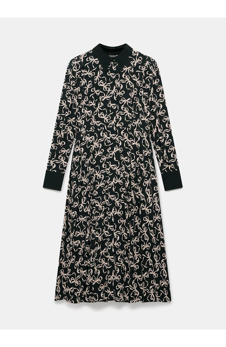 MINT VELVET Bow Print Midi Shirt Dress, Alternate, color, Black
