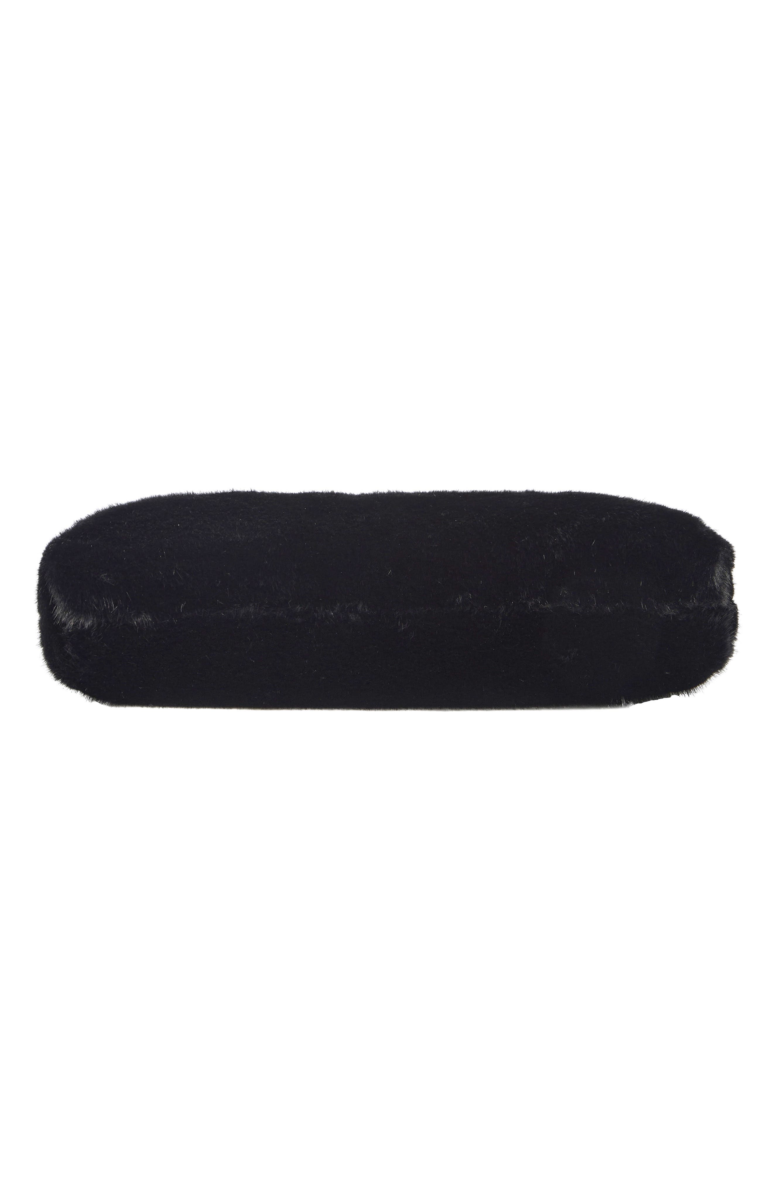 Triangle Faux Fur Hobo Bag, Alternate, color, BLACK