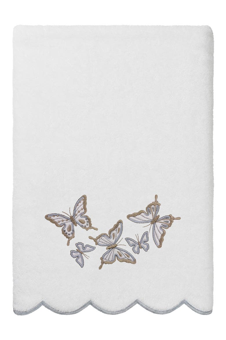3-Piece Brittney Embroidered Turkish Cotton Towel Set, Alternate, color, WHITE/ GRAY