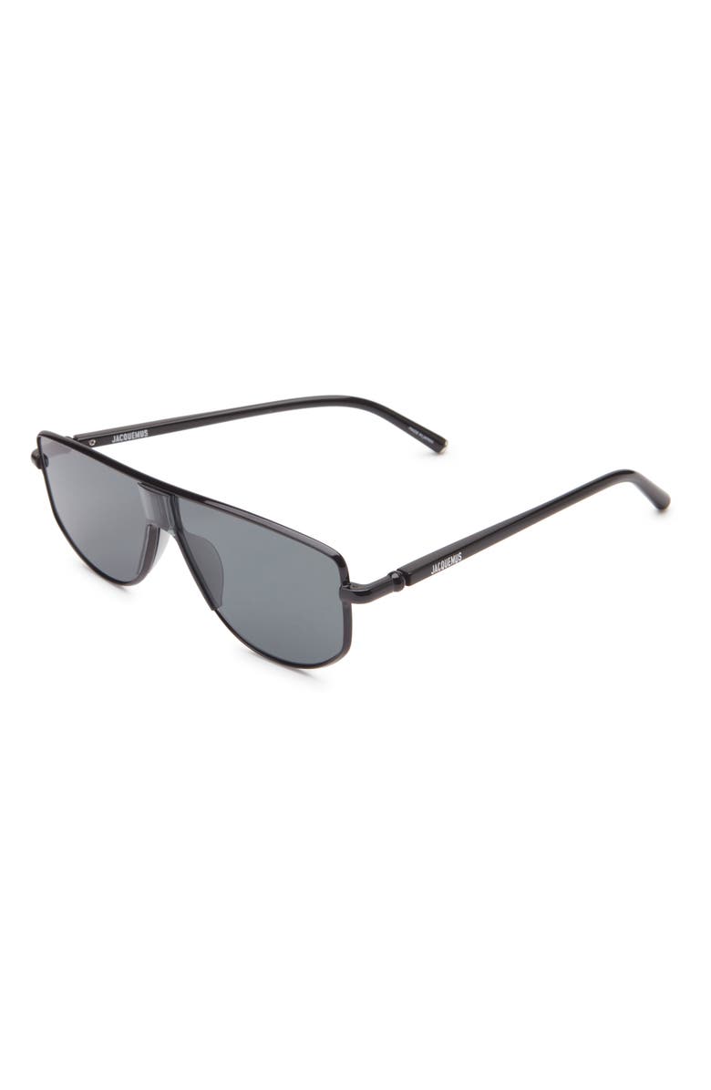 Jacquemus Corsa Sunglasses, Alternate, color, Black/ Silver/ Black/ Grey