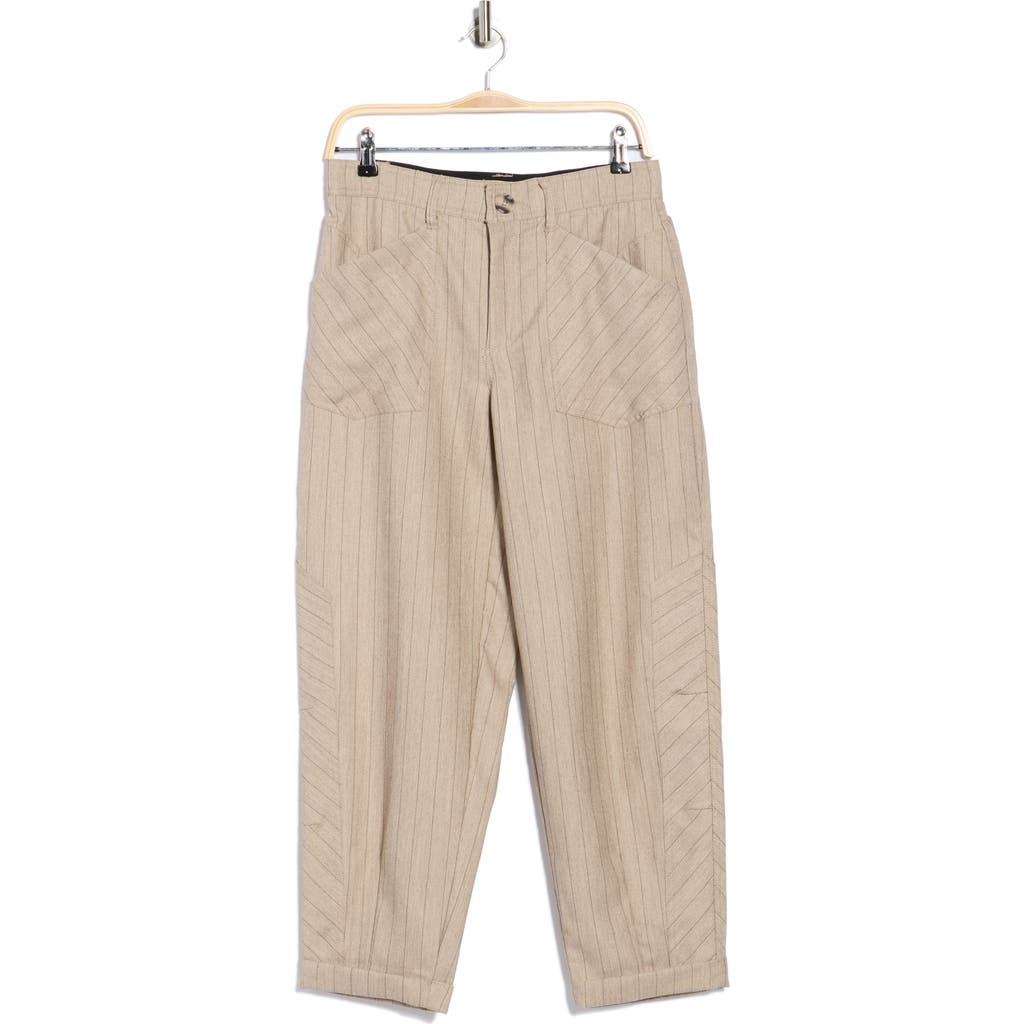 Democracy Pinstripe High Waist Cuffed Barrel Leg Pants