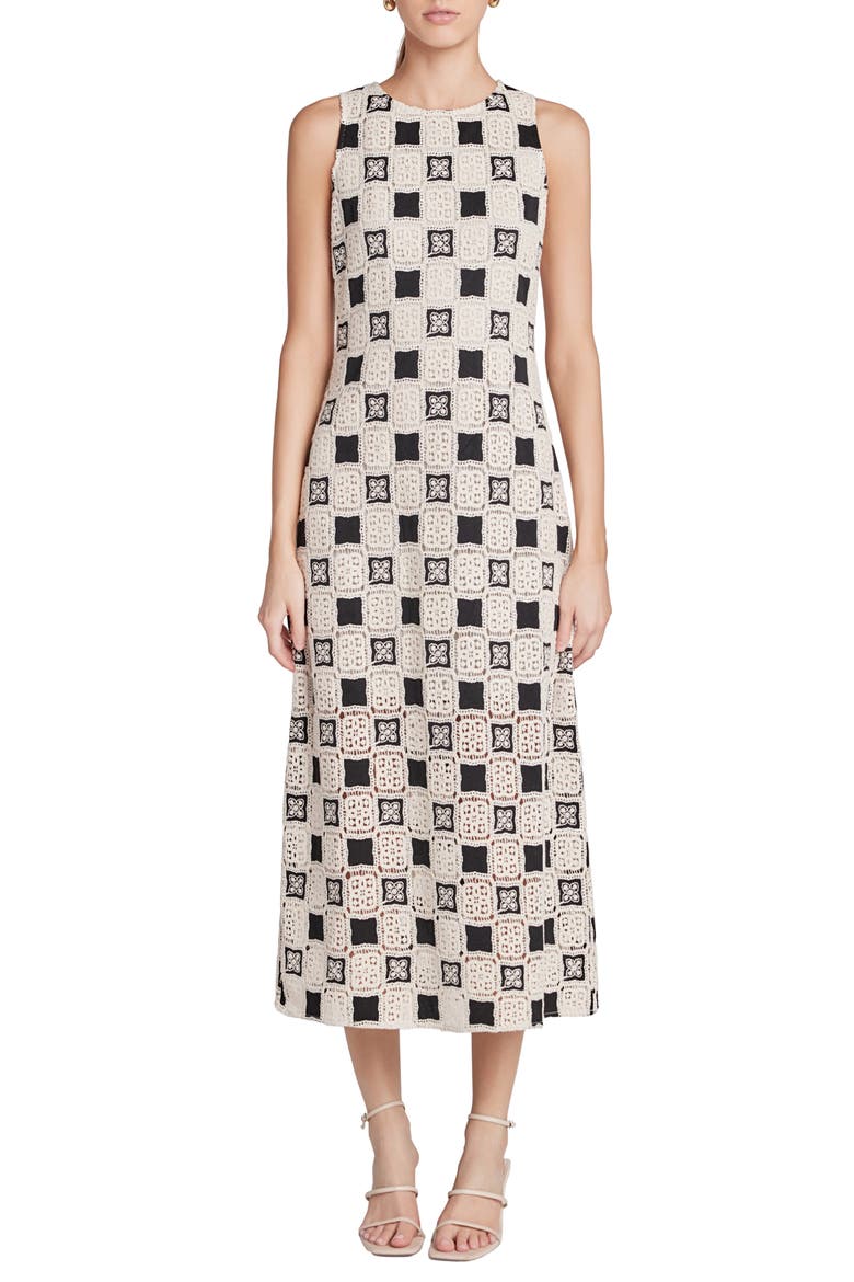 Crochet Patchwork Sleeveless Maxi Dress, Main, color, IVORY/BLACK