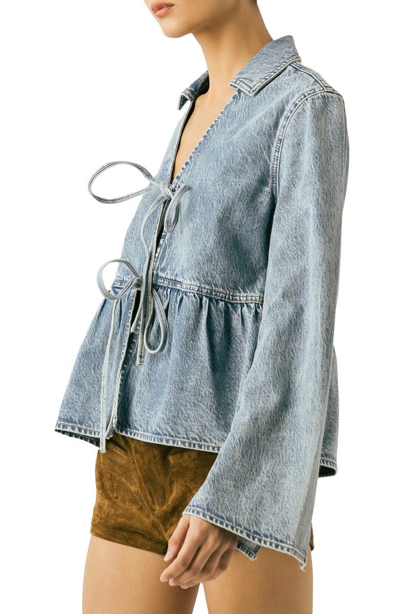 BLANKNYC Denim Tie Front Shirt, Alternate, color, Easy Day