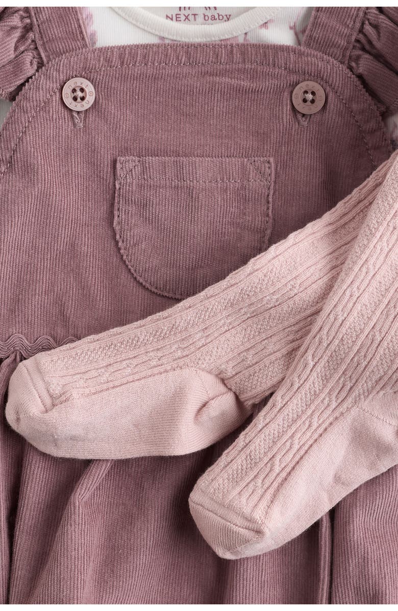 NEXT Corduroy Long Sleeve Bodysuit, Romper & Socks Set, Alternate, color, Pink