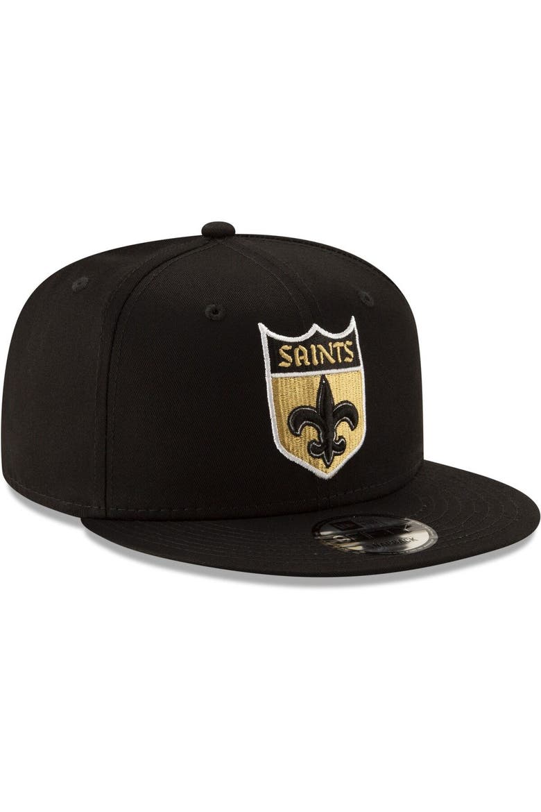 Men's New Era Black New Orleans Saints Throwback 9FIFTY Adjustable Snapback Hat, Alternate, color, Black