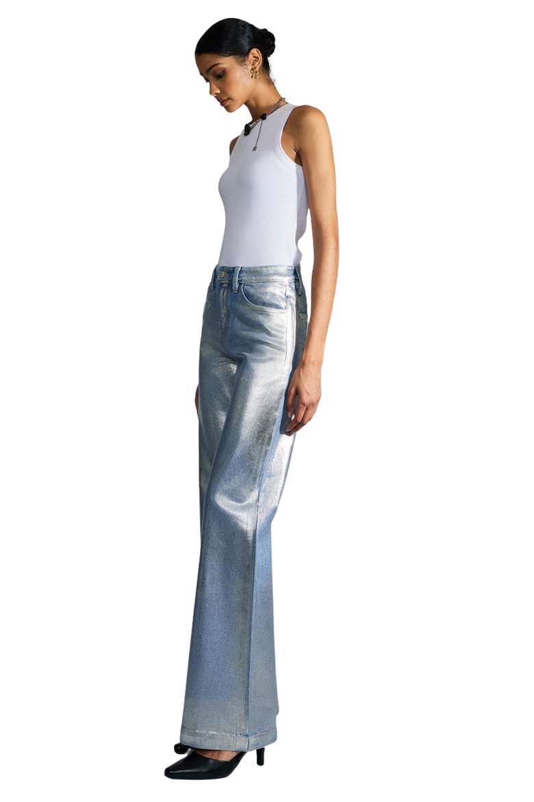 Luciana Premier High Rise Holly Flare Jeans, Alternate, color, Light Wash Metallic