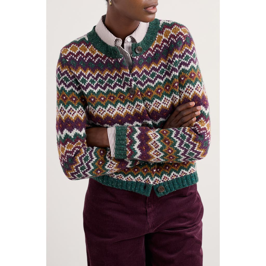 Seasalt Cornwall Dawson Pick Fair Isle Merino Wool Cardigan In Multi