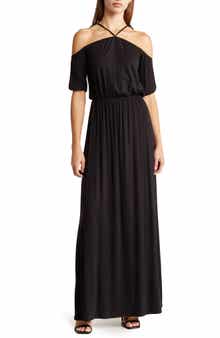 GO COUTURE Tie Neck Maxi Dress