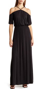 GO COUTURE Tie Neck Maxi Dress