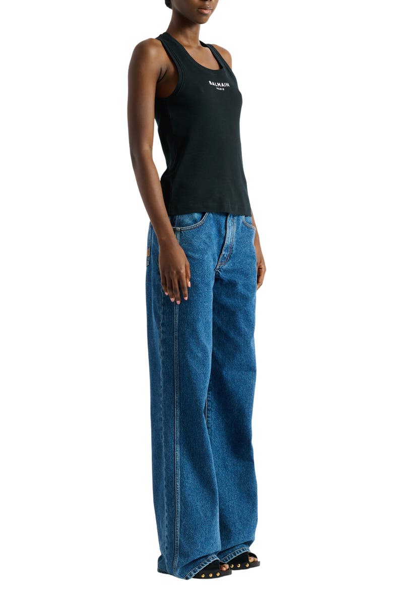 Balmain Paris embroidered vest top, Main, color, Black