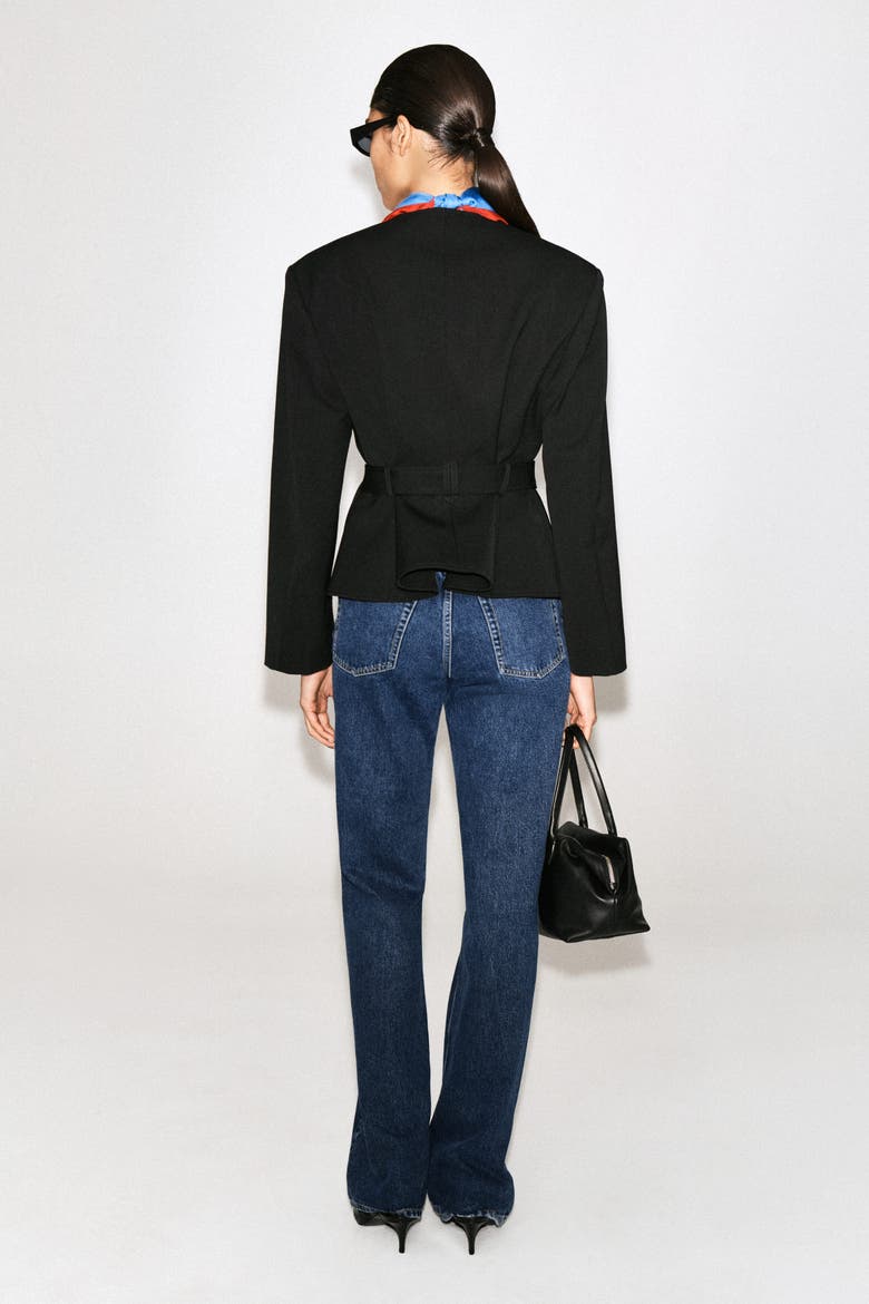 Belted Peplum Jacket, Alternate, color, BLACK