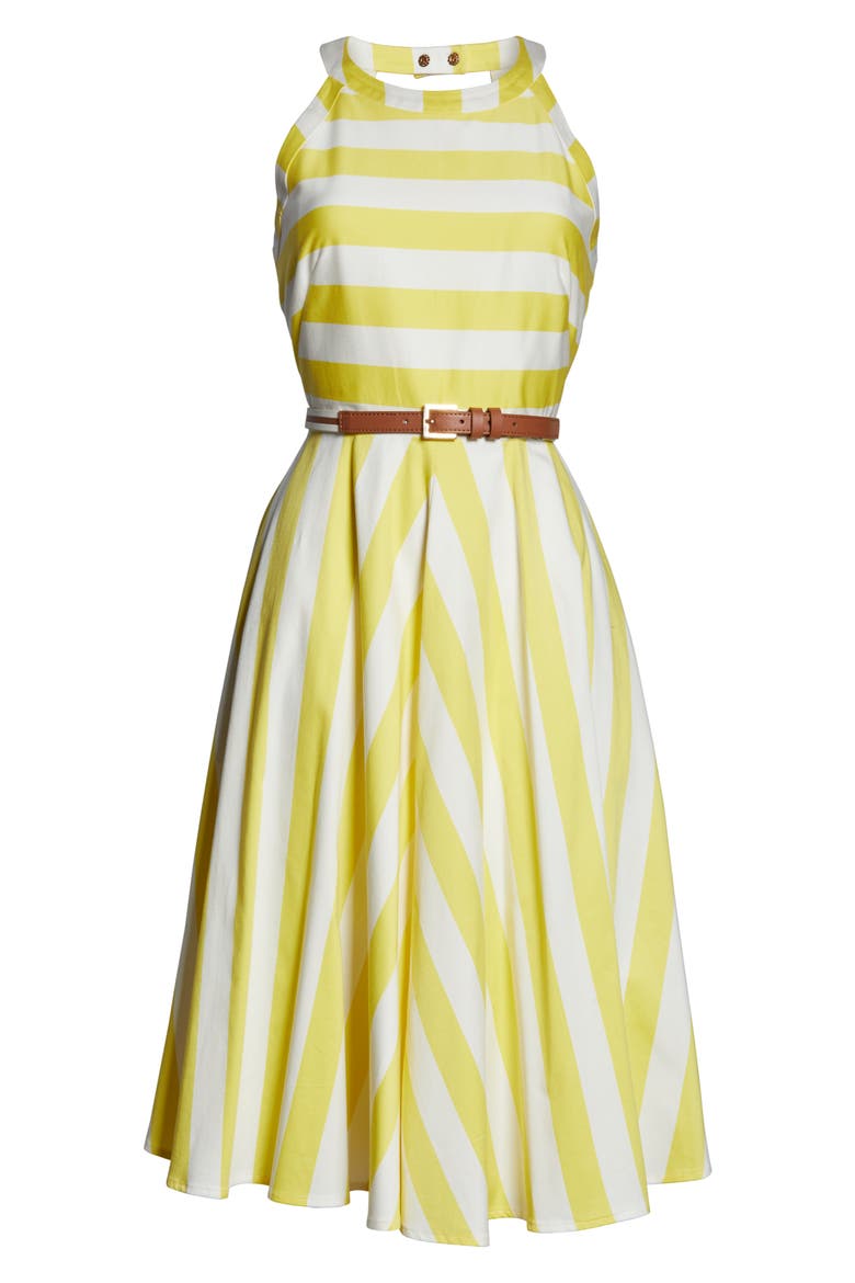 Halter Fit & Flare Dress, Alternate, color, YELLOW