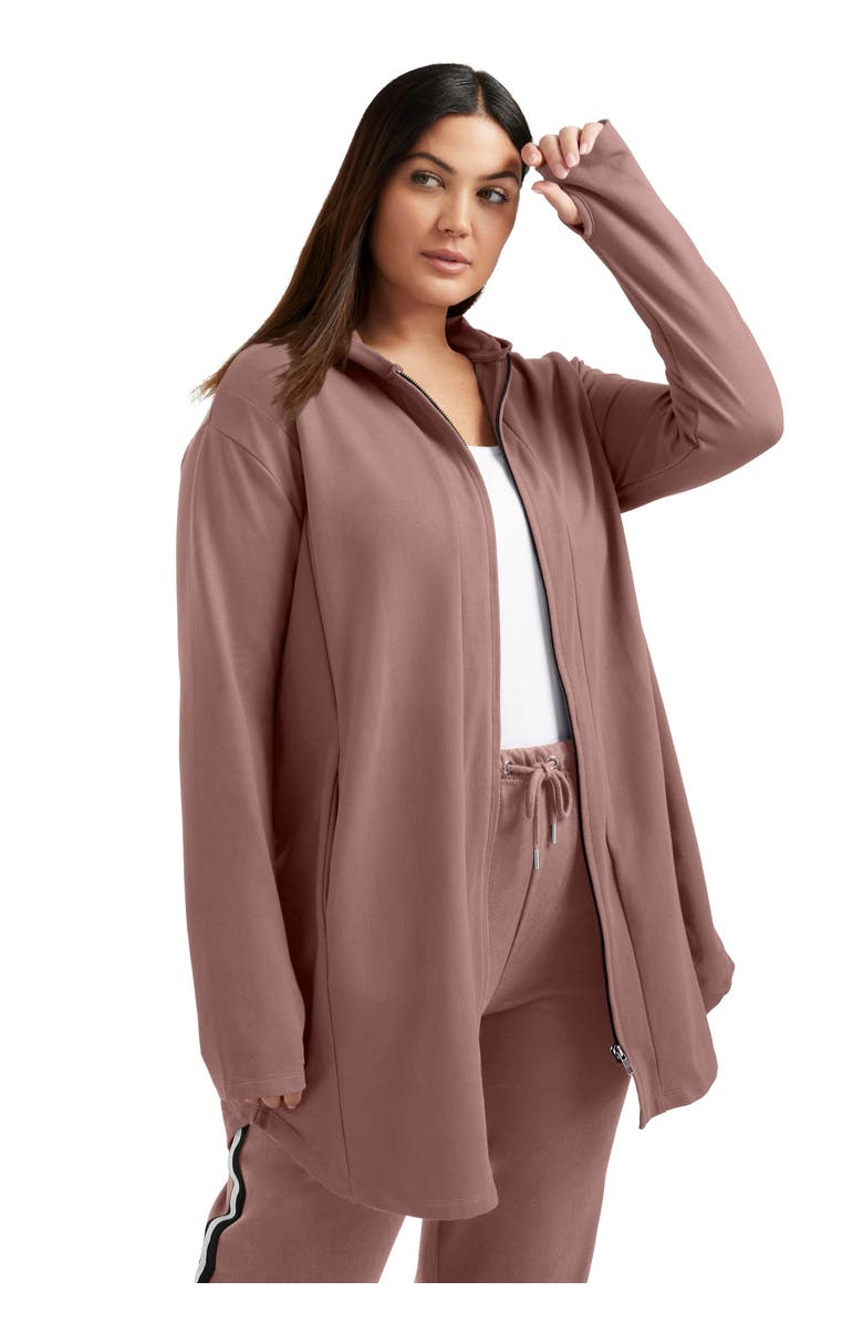 June + Vie Zip-Up French Terry Hoodie, Main, color, Burlwood