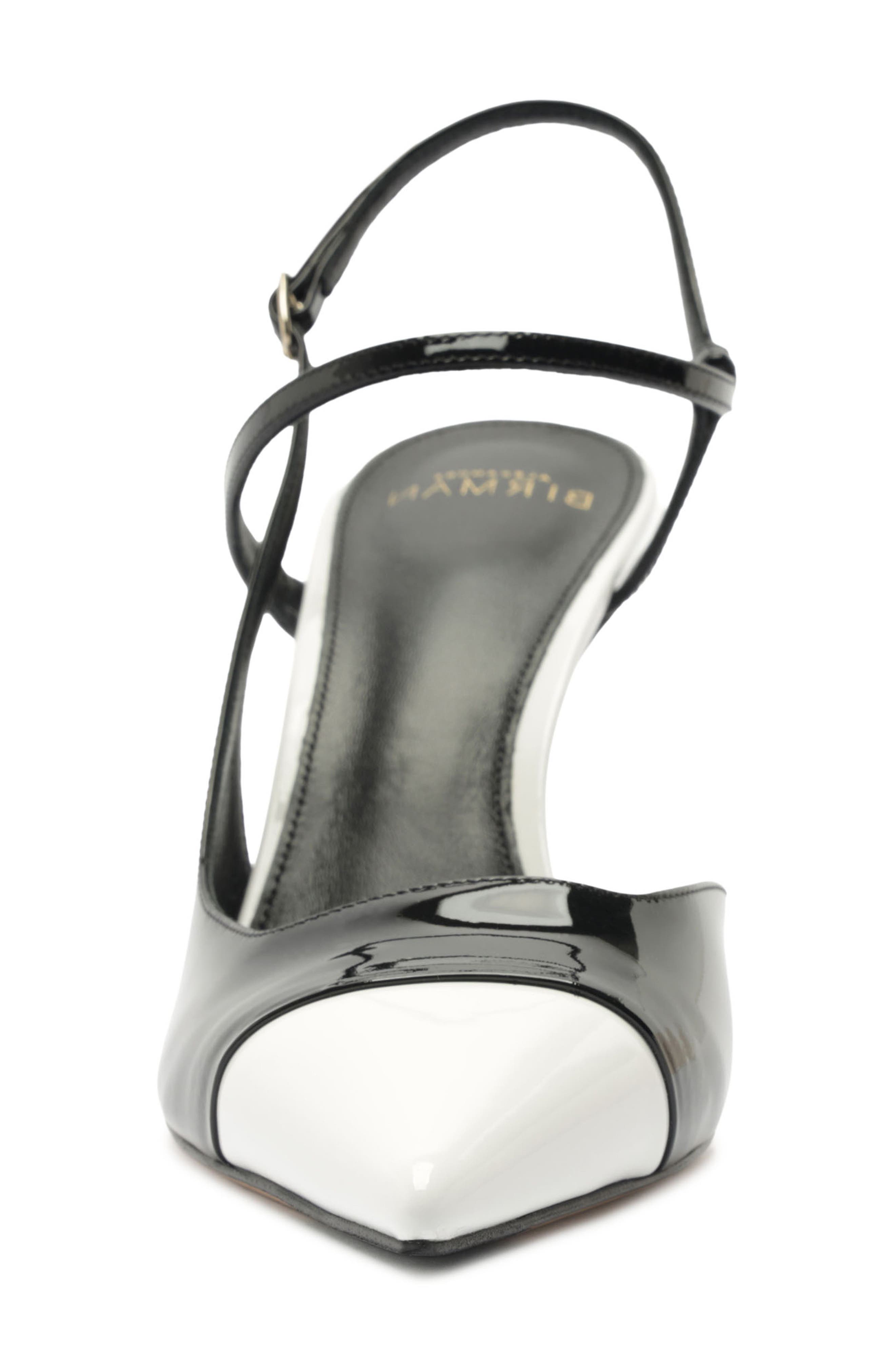 Tita Leather Cap Toe Slingback Pump, Alternate, color, BLACK/ WHITE