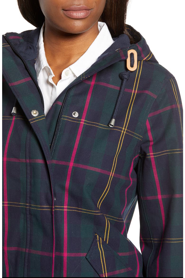 Right as Rain Print Waterproof Hooded Jacket, Alternate, color, NAVY CLOCK WATCH CHECK